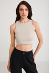 JOYCE Örme Crop Açık Gri Tekli Atlet