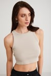 JOYCE Örme Crop Açık Gri Tekli Atlet