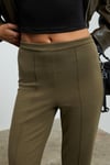 KALYYSIA Kadın Yüksek Bel Geniş Paçalı Slim Fit Haki Pantolon