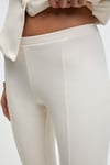 KALYYSIA Kadın Yüksek Bel Geniş Paçalı Slim Fit Ekru Pantolon