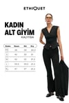 KALYYSIA Kadın Yüksek Bel Geniş Paçalı Slim Fit Siyah Pantolon