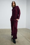 KANDIAS Kadın Yumuşak Ve Esnek Dokulu Yanlardan Fonksiyonel Büzgülü Bordo Eşofman Altı