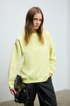 KARIUS Kadın Organik Pamuklu İçi Polarlı Oversize Yuvarlak Yakalı Sarı Sweatshirt