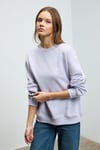 KARIUS Kadın Organik Pamuklu İçi Polarlı Oversize Yuvarlak Yakalı Lila Sweatshirt