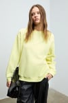 KARIUS Kadın Organik Pamuklu İçi Polarlı Oversize Yuvarlak Yakalı Sarı Sweatshirt