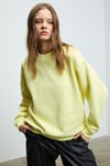 KARIUS Kadın Organik Pamuklu İçi Polarlı Oversize Yuvarlak Yakalı Sarı Sweatshirt