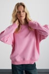 KARIUS Kadın Organik Pamuklu İçi Polarlı Oversize Yuvarlak Yakalı Pembe Sweatshirt