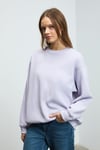 KARIUS Kadın Organik Pamuklu İçi Polarlı Oversize Yuvarlak Yakalı Lila Sweatshirt