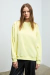 KARIUS Kadın Organik Pamuklu İçi Polarlı Oversize Yuvarlak Yakalı Sarı Sweatshirt