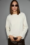 KISSORA Kadın Organik Pamuklu Yuvarlak Yaka Reglan Kol Uzun Kollu Relax Fit Ekru Bluz