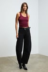LILLESOL Kadın Fitilli Görünümlü Slim Fit Vücuda Oturan Havuz Yakalı Pamuklu Basic Bordo Atlet