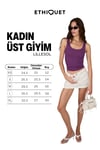 LILLESOL Kadın Fitilli Görünümlü Slim Fit Vücuda Oturan Havuz Yakalı Pamuklu Basic Mor Atlet