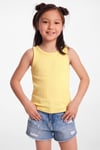 LILLESOL KIDS Organik Pamuklu Fitilli Görünümlü Havuz Yakalı Kız Çocuk Koyu Sarı Atlet