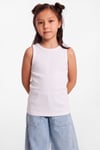 LILLESOL KIDS Organik Pamuklu Fitilli Görünümlü Havuz Yakalı Kız Çocuk Beyaz Atlet