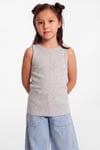 LILLESOL KIDS Organik Pamuklu Fitilli Görünümlü Havuz Yakalı Kız Çocuk Gri Atlet