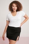 LOREN Örme Regular Beyaz Tekli Büyük Beden Body
