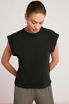 LORİ Örme Relaxed Siyah Tekli T-Shirt