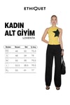 LOVENTA Kadın Geniş Paçalı Regular Fit Taş Detaylı Siyah Eşofman Altı