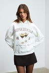LUKKIS Kadın Yumuşak Kumaşlı Nakışlı Kapüşonlu Ekru Sweatshirt