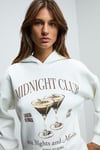 LUKKIS Kadın Yumuşak Kumaşlı Nakışlı Kapüşonlu Ekru Sweatshirt