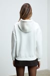 LUKKIS Kadın Yumuşak Kumaşlı Nakışlı Kapüşonlu Ekru Sweatshirt