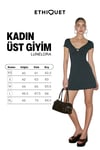 LUNELORA Kadın Esnek Kumaşlı Göğüs Bağlama Detaylı Bengalin Mini Gri Elbise