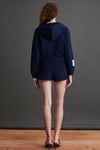 LYKA Kadın Organik Pamuk 3 İplik İçi Şardonlu Süs Etiketi Detaylı Regular Lacivert Sweatshirt