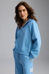 LYKA Kadın Organik Pamuk 3 İplik İçi Şardonlu Süs Etiketi Detaylı Regular Mavi Sweatshirt