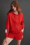 LYKA Kadın Organik Pamuk 3 İplik İçi Şardonlu Süs Etiketi Detaylı Regular Kırmızı Sweatshirt