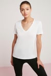 MABEL Örme Relaxed Beyaz Tekli T-Shirt