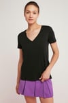 MABEL Örme Relaxed Siyah Tekli T-Shirt