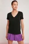 MABEL Örme Relaxed Siyah Tekli T-Shirt