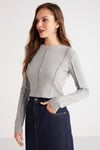 MAGDALENA Örme Dar Grimelanj Tekli Bluz