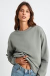 MAIJA Kadın Bisiklet Yaka İçi Polarlı Oversize Fit Basic Açık Haki Sweatshirt