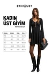 MARIVENA Kadın V Yakalı Yakada Agraf Detaylı Uzun İspanyol Kollu Kol Ucu Yırtmaçlı Mini Siyah Elbise