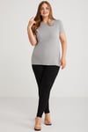 Mayra Kadın Slim Fit Dar Kalıp Bisiklet Yaka Basıc Gri Büyük Beden T-shirt