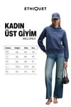 MELUREA Kadın Nakışlı Kapüşonlu Comfort Fit Koyu Mavi Sweatshirt