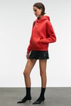 MELUREA Kadın Nakışlı Kapüşonlu Comfort Fit Kırmızı Sweatshirt