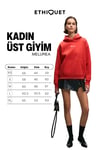 MELUREA Kadın Nakışlı Kapüşonlu Comfort Fit Kırmızı Sweatshirt