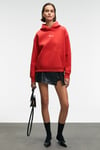MELUREA Kadın Nakışlı Kapüşonlu Comfort Fit Kırmızı Sweatshirt