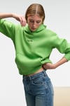 MELUREA Kadın Nakışlı Kapüşonlu Comfort Fit Fıstık Yeşili Sweatshirt