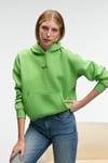 MELUREA Kadın Nakışlı Kapüşonlu Comfort Fit Fıstık Yeşili Sweatshirt