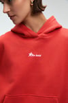 MELUREA Kadın Nakışlı Kapüşonlu Comfort Fit Kırmızı Sweatshirt