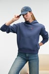 MELUREA Kadın Nakışlı Kapüşonlu Comfort Fit Koyu Mavi Sweatshirt