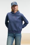 MELUREA Kadın Nakışlı Kapüşonlu Comfort Fit Koyu Mavi Sweatshirt