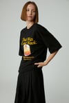 MERCEDITAS Kadın Regular Baskılı Yuvarlak Yaka Siyah T-Shirt