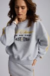 MIREILLE Kadın Kolları Kontrast Biyeli Ön  Arka Baskılı Polarlı Organik Kumaş Grimelanj Sweatshirt