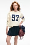 MIRELLAN Kadın Baskılı Yuvarlak Yaka Regular Fit Ekru Sweatshirt