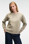 MIRELLAN Kadın Baskılı Yuvarlak Yaka Regular Fit Taş Rengi Sweatshirt
