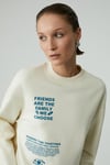 MODELITA Kadın Regular Baskılı Yuvarlak Yaka Ekru Sweatshirt Ekru Sweatshirt